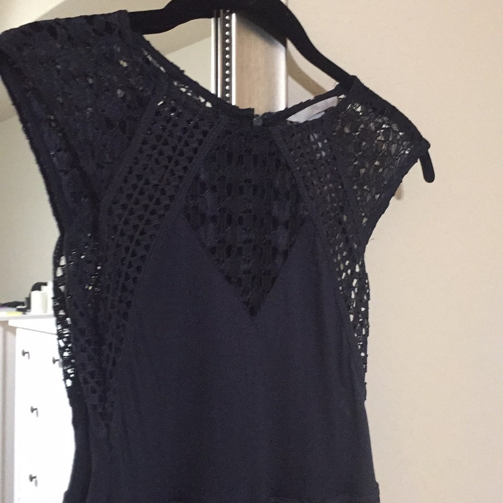 Gorgeous navy maxi dress with lace at the top!